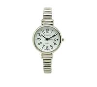 Wincci Orologio da donna con cinturino elastico elasticizzato con numeri grandi, Argento, Bracciale