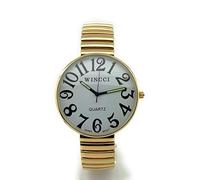 Wincci - Orologio da uomo e donna, con numeri grandi, cinturino elastico