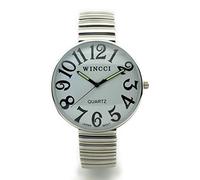 Wincci - Orologio da uomo e donna, con numeri grandi, cinturino elastico