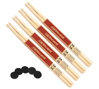 Wincent 5A - Bacchette per batteria in hickory Woodtip, 4 paia + cuscinetti Keepdrum Damper