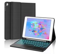 WINCHKING Custodia per iPad di 6 generazione con tastiera rimovibile senza fili QWERTZ con touchpad per iPad 6th/5th generazione 2018/2017 9,7 pollici, 7 colori illuminati, nero