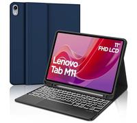 WINCHKING Custodia per tastiera Lenovo Tab M11 11'' 2024, 7 colori illuminazione, touchpad magnetico tastiera rimovibile, layout QWERTZ per Tab M11, blu scuro