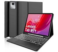 WINCHKING Custodia per tastiera Lenovo Tab M11 11'' 2024, 7 colori illuminazione, touchpad magnetico, tastiera rimovibile con layout QWERTZ, nero