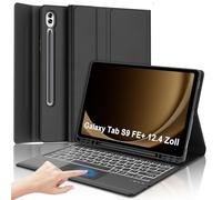 WINCHKING Custodia per tastiera per Samsung Galaxy Tab S9 FE Plus 12.4 pollici, compatibile con S7/S8 12.4 pollici, tastiera con layout QWERTZ, magnetica rimovibile (nero, Samsung Tab S9 12.4 pollici)