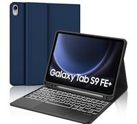WINCHKING Custodia per tastiera per Samsung Galaxy Tab S9 FE Plus 12.4 pollici, compatibile con Samsung S7/S8 12,4 pollici, tastiera con layout QWERTZ, magnetica rimovibile (blu scuro)