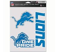 Wincraft NFL Detroit Lions Decal Multi Use Fan confezione da 3 pezzi, colori della squadra, taglia unica
