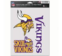 Wincraft NFL Minnesota Vikings Decal Multi Use Fan 3 Pack, Team Colors, taglia unica