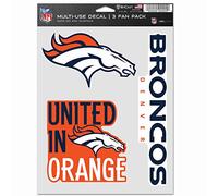 WinCraft NFL - Set di adesivi multiuso, 20 x 15 cm, motivo: Denver Broncos