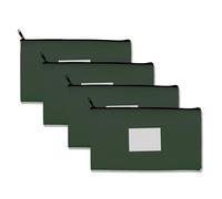 WINCUR - 4 sacchetti per soldi con cerniera, 28 x 15,5 cm, in pelle PU, con finestra trasparente, impermeabile, per organizzare contanti, monete, cosmetici, fatture (verde)