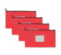 WINCUR - 4 sacchetti per soldi con cerniera, 28 x 15,5 cm, in pelle PU, con finestra trasparente, impermeabile, per organizzare contanti, monete, cosmetici, fatture (rosso con slot per carte)