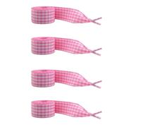 WINCUR Lacci piatti a scacchi, lacci piatti per scarpe da ginnastica e calzature casual, 4 paia, larghezza 2,5 cm, Rosa, 140cm/55"