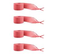 WINCUR Lacci piatti a scacchi, lacci piatti per scarpe da ginnastica e calzature casual, 4 paia, larghezza 2,5 cm, Rosso, 110cm/43"