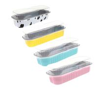 WINCUR - Mini pirottini in alluminio con coperchio, usa e getta, per dessert, muffin, cupcake, tortine, brownie, per matrimoni, feste di compleanno (10 pezzi rettangolari multicolori)