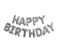 WINCUR - Set di 2 palloncini con scritta "Happy Birthday", in pellicola di alluminio, 40,6 cm, decorazioni gonfiabili per feste e compleanni, riutilizzabili, accessori per feste (argento)