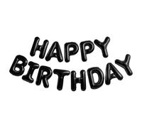 WINCUR - Set di 2 palloncini con scritta "Happy Birthday", in pellicola di alluminio, 40,6 cm, decorazioni gonfiabili per feste e compleanni, riutilizzabili, accessori per feste (nero)
