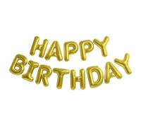 WINCUR - Set di 2 palloncini con scritta "Happy Birthday", in pellicola di alluminio, 40,6 cm, decorazioni gonfiabili per feste e compleanni, riutilizzabili, accessori per feste (oro)