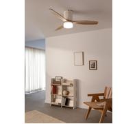 WIND CALM LINE - Ventilatore Da Soffitto 40W Silenzioso Ø132 Cm 100% Legno Telecomando & Linee Verticali & M (Ø132cm) (stanze 10m²-25m²) & Con Luce & Bianco / Legno Chiaro