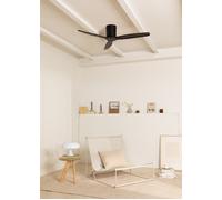 WIND CALM NATURAL WOOD - Ventilatore Da Soffitto 40W Silenzioso 100% Legno Senza Luce & Controllo A Parete + Telecomando & M (Ø132cm) (stanze 10m²-25m²) & Nero