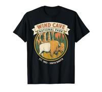 Wind Cave National Park South Dakota Vintage Bisonte Badge Art Maglietta
