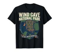 Wind Cave National Park Vintage Bisonte Boxwork Shield Design Maglietta