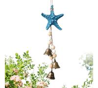 Wind Chimes for Outside, Coastal Starfish Wind Chime Decor, Theme Hanging Winds Bell, Decorative Sea Style Garden Ornament, Metal Resin Wood Catcher, 10.63×3.35 inches, for Beach Garden