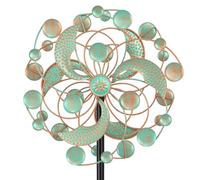 Wind Spinner Outdoor, Scultura di vento in metallo con base a 5 rebbi per | Ferro antiruggine a doppia rotazione resistente alle intemperie, rotazione liscia, regalo perfetto per il giardinaggio per