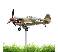 Wind Spinners Outdoor, Shark Mouth Warplane Wind Spinner Sculpture Garden Decor, Metal Windmill for Yard and Garden Backyard