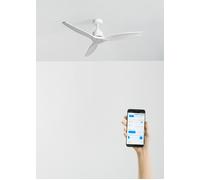 WIND STYLANCE - Ventilatore Da Soffitto Silenzioso Da 40 W Con Pale In ABS Tecnico, Disponibile In Varie Dimensioni Senza Luce & WIFI + Telecomando & M (Ø132cm) (stanze 10m²-25m²) & Bianco