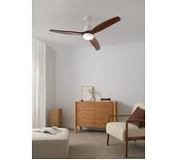 WIND STYLANCE - Ventilatore Da Soffitto Silenzioso Da 40 W Con Pale In ABS Tecnico, Disponibile In Varie Dimensioni Telecomando & M (Ø132cm) (stanze 10m²-25m²) & Con Luce & Bianco / Effetto Legno Scur