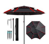 Wind -To -proof Beach Umbrella - Outdo Opex Per Il Patio Aperto Con Doppia Stabile Di Trasporto Ubleal Con Un Grande Ombrello Di Pesce Ombrello Con 360 Gradi Voltilla Per Il Patio Esteri