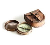 Wind & Weather - Bussola in ottone anticato con poesia (lingua inglese) e custodia in pelle
