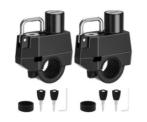 Windance Confezione da 2 serrature per casco da moto, gancio per manubrio da 22 mm, antifurto per telaio di moto, bici, paraurti, portapacchi (chiave diversa)