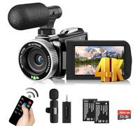 Windancy Videocamera 4K 48MP 60FPS per YouTube, FHD1080P Videocamera Vlogging, Zoom digitale 18X, rotazione di 270°, con telecomando, 2 batterie e scheda SD