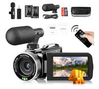 Windancy Videocamera 4K 48MP 60fps, zoom digitale 18x, schermo IPS girevole 360°, ideale per YouTube, vlogging e FHD 1080p, incl. telecomando, 2 batterie