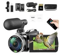 Windancy Videocamera 4K, videocamera 48 MP 30 FPS per YouTube, registratore video vlogging FHD1080P con telecomando, zoom digitale 18X, videocamera con schermo IPS ruotabile a 270° e 2 batterie