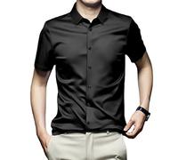 WINDEHAO Camicia formale classica da uomo resistente alle rughe,Camicia a maniche corte abbottonata,Camicia da lavoro estiva anti-rughe non stirata