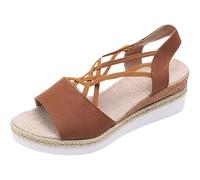 WINDEHAO Espadrillas da donna con plateau, casual, senza lacci, con cinturino elastico alla caviglia, sandali estivi con zeppa, comodi, leggeri, aperti sulla punta, traspiranti, scarpe da spiaggia