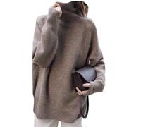 WINDEHAO Loose Cashmere Sweater Women's Turtleneck Loose Cashmere Pullover Casual Warm Elegant Oversized Roll Neck Jumper (One Size,Camel)