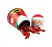 Windel | Babbo Neve Metallo Decori Natale Cioccolatini al Latte | Lattina Regalo Metallo Apribile con Praline Cioccolato - 97 Gr