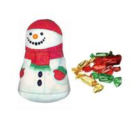 Windel | Pupazzo Neve Metallo Decori Natale Cioccolatini al Latte | Lattina Regalo Metallo Apribile con Praline Cioccolato - 97 Gr