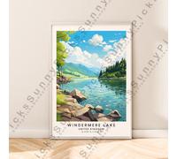 Windermere Lago Stampa Poster Illustrazione Art Muro Décor Opera D'Arte Regalo
