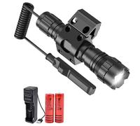 WINDFIRE 501B Torcia LED tattica 50000 lumen Luce da caccia a LED nera opaca con supporto Picatinny, batterie ricaricabili e pressostato incluso Torcia elettrica per la caccia all'aperto