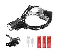 WINDFIRE Potente Torcia Frontale, 20000 Lumen Lampade da Testa Super Luminosa XHP90 LED, Messa a Fuoco Regolabile 4 Modalità, USB Ricaricabile Impermeabile Campeggio Faro per Esterno, Escursionismo