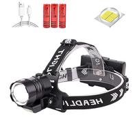 WINDFIRE Torcia frontale ricaricabile 500000 lumen, torcia frontale a LED ultra luminosa XHP90 con funzione di banca alimentazione, torcia tattica zoomabile a impermeabile per caccia, campeggio