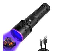 WindFire Torcia UV da 30 W, 365 nm, torcia a luce nera ricaricabile con display LCD, torcia ultravioletta ad alta potenza per rilevamento di urina di animali domestici, rocce, scorpioni