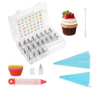 Windfromort Saccapoche Set 64 Pezzi - sac a Poche Riutilizzabile 30cm con 42 beccucci sac a Poche - Include saccapoche, spatola, Spazzola & Adattatore, per Cupcakes, Torte, Decorazione