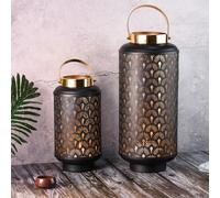 Windlicht Marrakesch Orient Laterna Porta Tealight In Metallo Nero Set 2 Pezzi