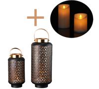 Windlicht Marrakesch Orient Laterna Porta Tealight In Metallo Nero Set 2 Pezzi