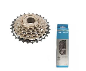 windmeile | Set catena CN-HG40 e corona a vite MF-TZ500 6 scomparti per Shimano, ruota libera a 14 - 28 denti, bicicletta elettrica, pedelec