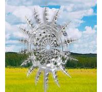 Windmill 3D Unique Metal Mulino a Vento in Metallo Scultura Cinetica 3D Alimentata dal Vento Mulino a Vento in Metallo Unico e Magico per Cortile, Patio, Giardino, Terrazze, Prato, Decorazione